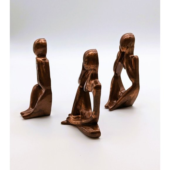 The Thinker Trio Bronze Metallic Colored Resin Handmade NEW - Picture 6 of 6